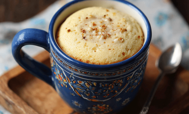 Eggless Vanilla Mug Cake with Condensed Milk