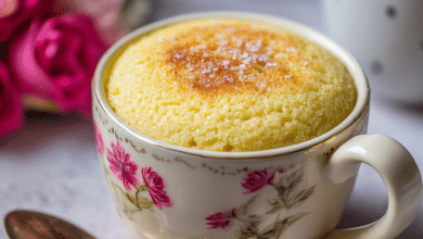 Eggless Vanilla Mug Cake with Oil – A Soft Little Cake for Quiet Moments
