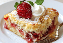 Fresh Strawberry and White Cake Mix Dump Cake