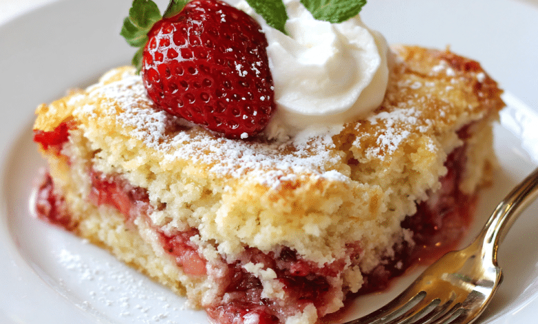 Fresh Strawberry and White Cake Mix Dump Cake