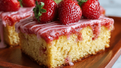 Homemade Strawberry Sheet Cake with Strawberry Glaze