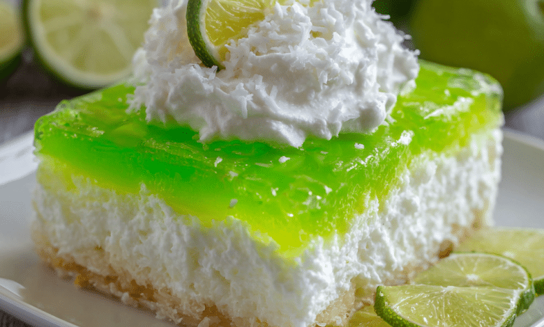 Lime Jello Poke Cake with Coconut Whipped Topping