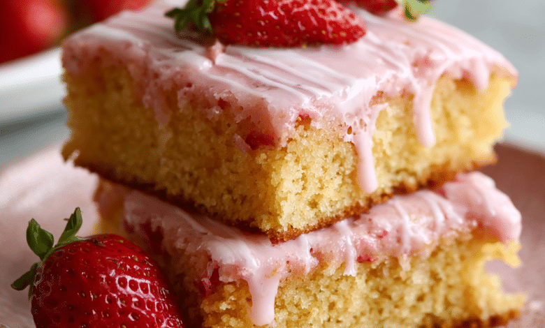 Moist Strawberry Buttermilk Sheet Cake – Soft, Sweet, and Full of Love