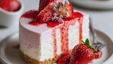 No-Bake Strawberry Cheesecake with Sauce
