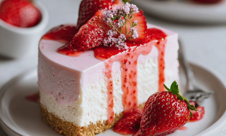 No-Bake Strawberry Cheesecake with Sauce
