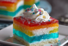 Rainbow Jello Poke Cake