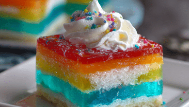 Rainbow Jello Poke Cake