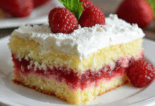 Raspberry Jello Poke Cake with White Cake