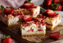 Strawberry Cheesecake Tray Bake