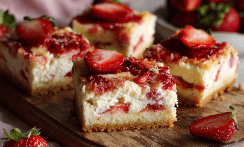 Strawberry Cheesecake Tray Bake