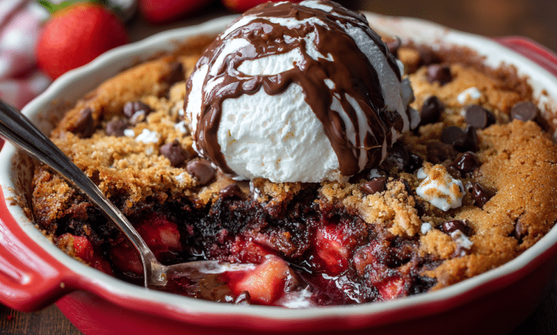 Strawberry Chocolate Chip Dump Cake
