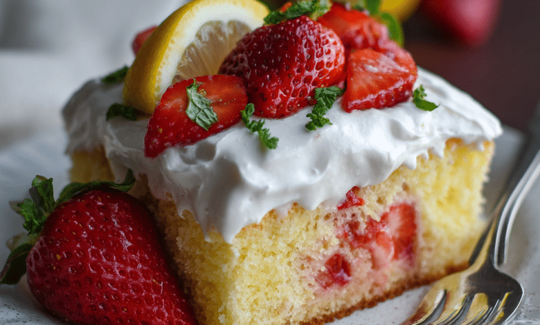 Strawberry Lemon Poke Cake