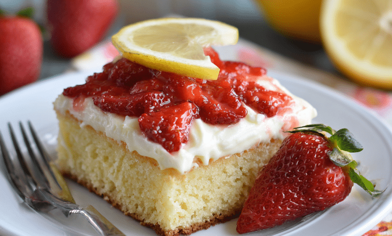 Strawberry Lemon Sheet Cake