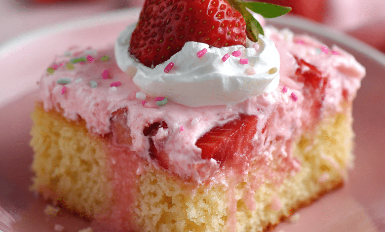 Strawberry Milk Poke Cake