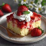 Strawberry Poke Cake with Fresh Strawberries
