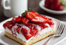 Strawberry Poke Sheet Cake from Scratch