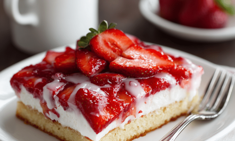 Strawberry Poke Sheet Cake from Scratch