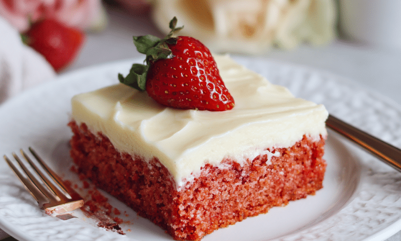 Strawberry Sheet Cake with Cream Cheese Frosting – A Sweet Slice of Love from My Kitchen
