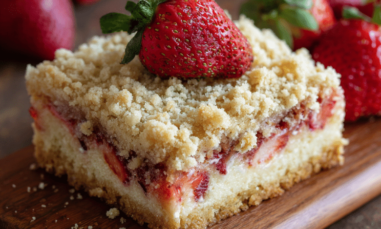 Strawberry Sheet Cake with Crumb Topping