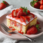 Strawberry Sheet Cake with Strawberry Syrup