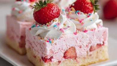 Strawberry Shortcake Poke Sheet Cake