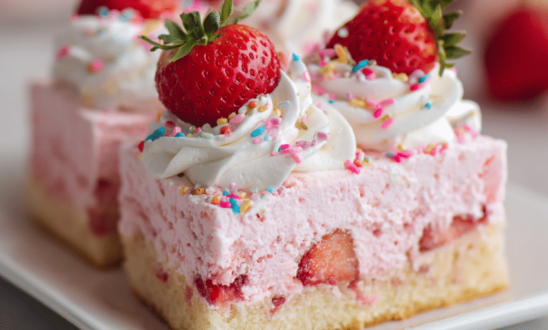 Strawberry Shortcake Poke Sheet Cake