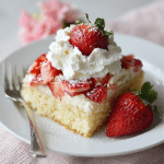 Strawberry Shortcake Sheet Cake with Fresh Strawberries