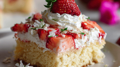 Strawberry Shortcake Vanilla Sheet Cake