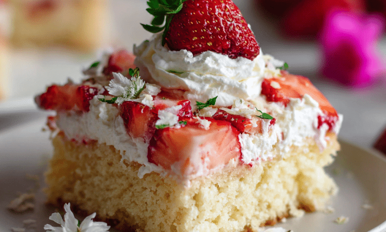 Strawberry Shortcake Vanilla Sheet Cake