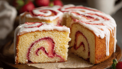 Strawberry Swirl Vanilla Cake