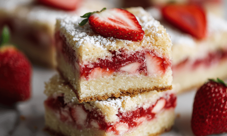 Strawberry Vanilla Cake Bars