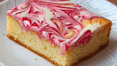 Strawberry Vanilla Marble Sheet Cake