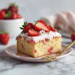 Strawberry Vanilla Sheet Cake – The Softest Slice of Summer Joy