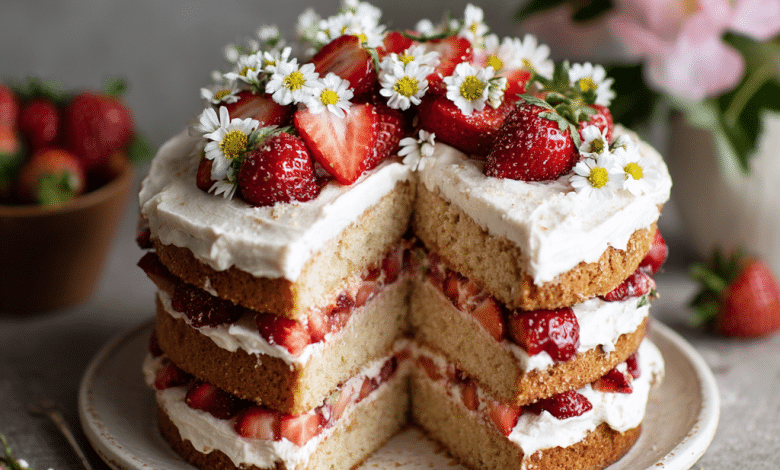 Vegan Gluten Free Strawberry Layer Cake