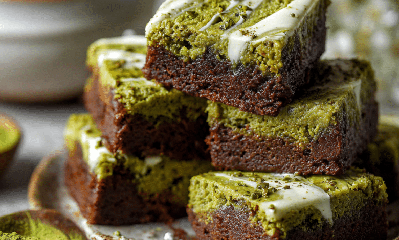 Fudgy Matcha White Chocolate Brownies