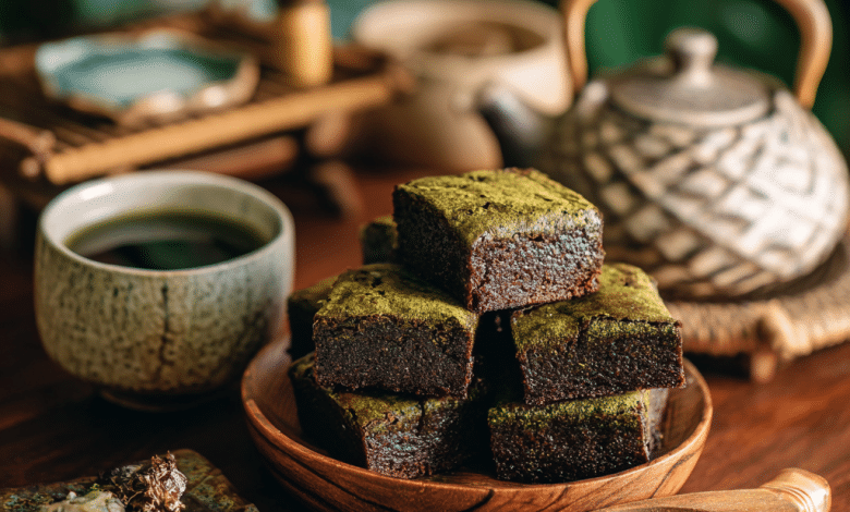 Homemade Japanese Matcha Brownies