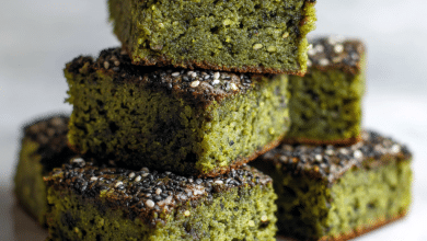 Matcha Mochi Brownies with Black Sesame