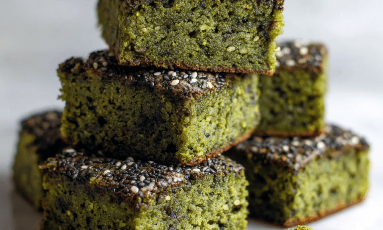 Matcha Mochi Brownies with Black Sesame