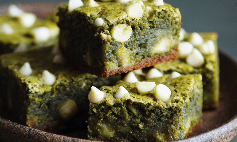 Matcha Mochi Brownies with Red Bean