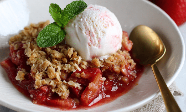 Simple Strawberry Rhubarb Crisp