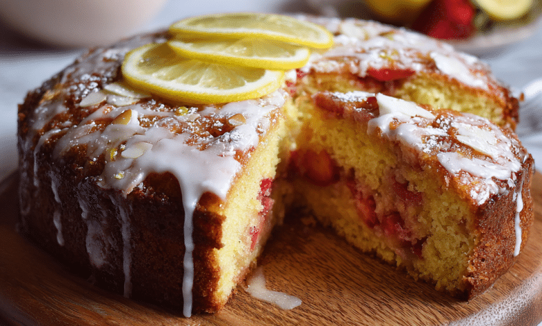 Strawberry Lemon Almond Cake