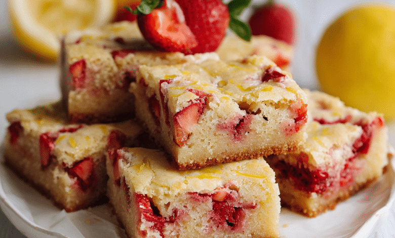 Strawberry Lemon Blondies