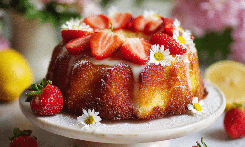 Strawberry Lemon Brioche Cake