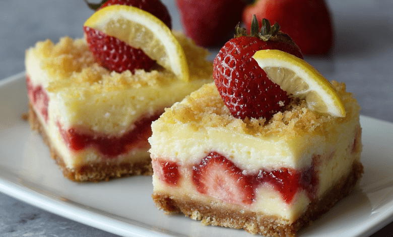 Strawberry Lemon Cheesecake Bars