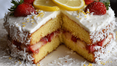 Strawberry Lemon Coconut Cake