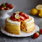 Strawberry Lemon Layered Crepe Cake