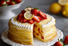 Strawberry Lemon Layered Crepe Cake