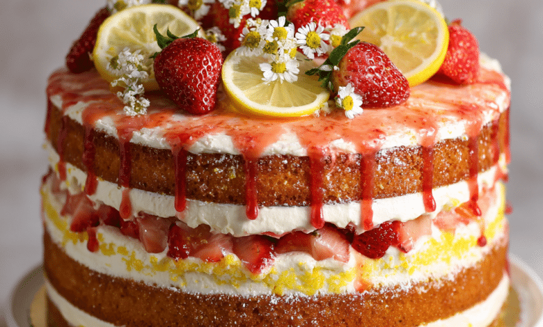 Strawberry Lemon Naked Cake