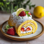 Strawberry Lemon Sponge Roll Cake