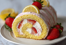 Strawberry Lemon Swiss Roll Cake